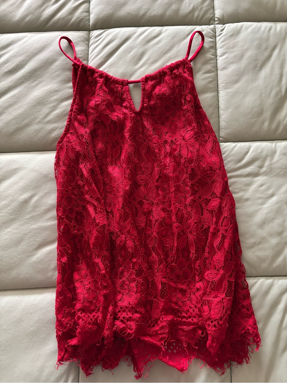No Boundaries Red Lace Spaghetti Strap Tank Top
